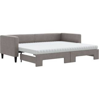 daybed med udtræk og madras 80x200 cm stof gråbrun