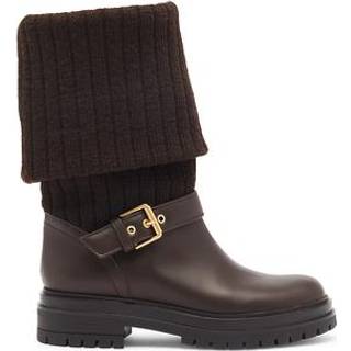 Gianvito Rossi Thurso leather-trimmed biker boots - brown - EU 37.5