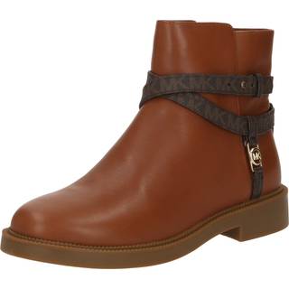 MK Abigail Leather and Signature Logo Trim Ankle Boot - Brown - Michael Kors - EU 39