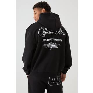 Mens Black Oversized Official Man Print Hoodie