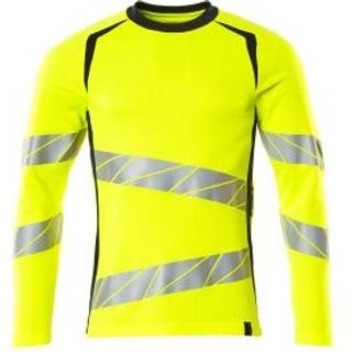 MASCOT ACCELERATE SAFE T-shirt, langærmet, hi-vis gul/mørk marine - 3XL