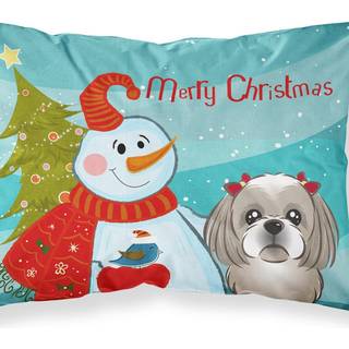 """" Caroline's Treasures BB1870Pillowcase Snowman med grå sølv Shih Tzu Stof Standard Pillowcase Large Multicolor """"