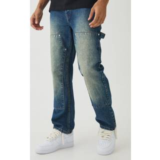 Mens Blue Straight Leg Carpenter Jeans