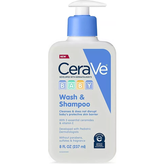 CeraVe Baby Wash & Shampoo - Duftfri, tårefri 2-i-1 til sart babyhud og babyhår; 3 ceramider, hyaluronsyre