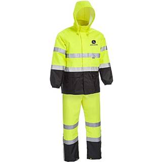 John Deere Unisexs regndrag med høj synlighed gul XXL