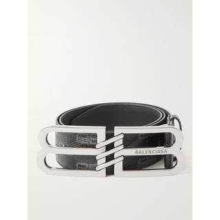 Balenciaga - 4cm Logo-Embellished Monogrammed Coated-Canvas Belt - Men - Black - EU 95