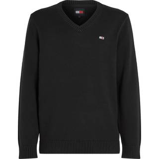 Slim Essential Vneck Striktrøje, Black, M