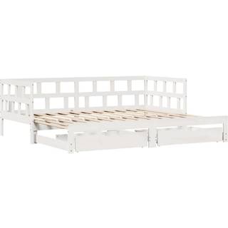 daybed med udtræk og skuffer uden madras 90x200 cm hvid
