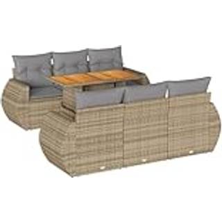 Sofasæt Til Haven 7 Dele Med Hynder Polyrattan - beige og grå