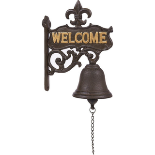 Juvale st?bejernsmiddag klokke til udend?rs hovedd?r veranda v?gmonterbar velkomstklokke antik vintage stil til boligindretning (sort 67 x 89 x 0