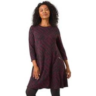 Roman Roman Purple Petite Zip Detail Abstract Dress