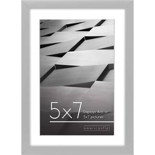AmericanFlat 5x7 Billedramme i s?lv - tynd kant 4x6 billedramme med mat eller 5x7 ramme uden mat - knust resistent glas - vandrette og lodrette f