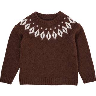 Copenhagen Colors Strikket sweater i Dark Brown og Cream 122 cm  Brun  122 cm  unisex