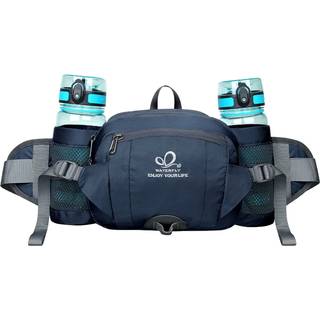 WATERFLY Fanny Pack taljetaske: Fannie Pack 2 vandflaskeholdere Lndeblte Vandring Gture Lb Jogging Camping Stor Kvinde Mand (Mrkebl)