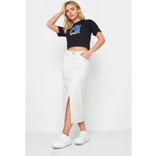 PixieGirl Petite PixieGirl Petite White Denim Split Midaxi 100% Cotton Skirt
