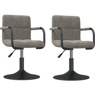drejelige spisebordsstole 2 stk. fløjl lysegrå