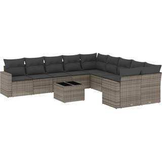 Sofasæt Til Haven 10 Dele Med Hynder Polyrattan Beige - Grå / Med bord