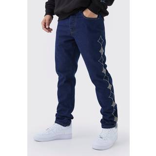 Mens Indigo Slim Rigid Star Embellished Jeans