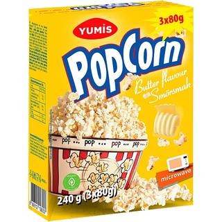 Yumis 3 x Mikro Popcorn m. Smør 3-Pak