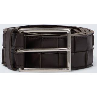 Bottega Veneta Maxi Intreccio leather belt - silver - 85CM
