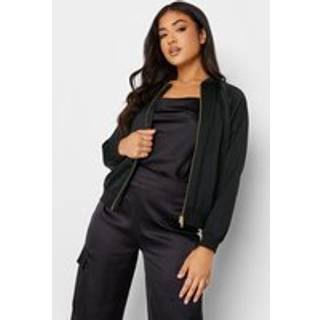 PixieGirl Petite PixieGirl Petite Black Satin Bomber Jacket