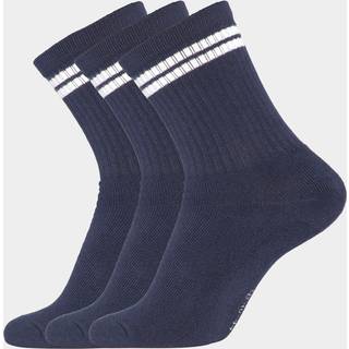 3 par navyblå bambus tennissokker med hvide striber