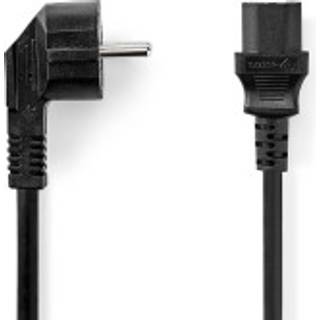 Nedis Strømkabel | Stikprop med sidebens jord – Han | IEC-320-C13 | Vinklet | Lige | Nikkelplateret | 10.0 m | Runde | PVC | Sort | Label