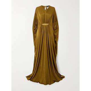 Tom Ford Belted satin jersey kaftan - gold - S