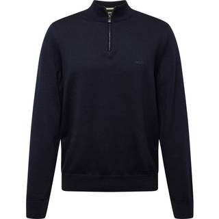 BOSS BLACK Padro Cotton Knitted Half Zip Dark Blue