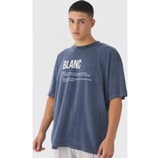 Mens Navy Oversized Blanc Washed 3D Graphic T-Shirt