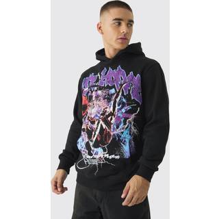Mens Black Large Scale Graffiti Basketball Puff Print Hoodie
