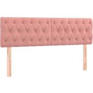 sengegavl med LED-lys 144x7x78/88 cm velour lyserød