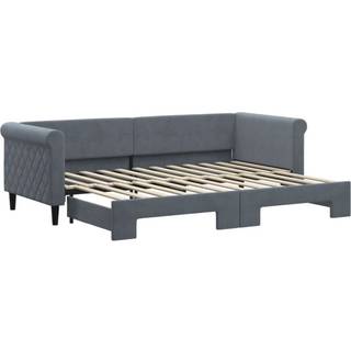 daybed med udtræk 80x200 cm velour mørkegrå