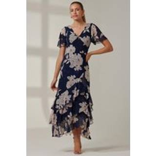 Jolie Moi Jolie Moi Blue Floral Printed Tiered Maxi Dress