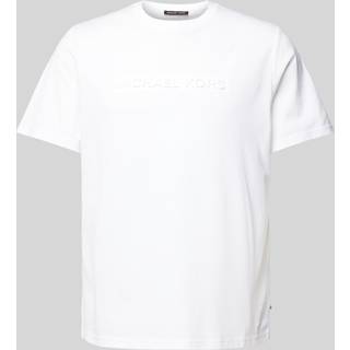 MK Logo Embossed Cotton T-Shirt - White - Michael Kors