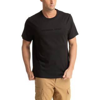MK Logo Embossed Cotton T-Shirt - Black - Michael Kors