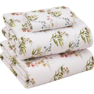 Ruvanti 100% bomuldsark - sprød køling percale ark til dobbelt størrelse seng åndbar og holdbar dobbeltplade indstillet 16 tommer dybe lommeplade