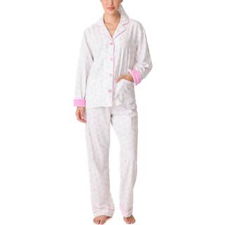 PJ Salvage Long Sleeve Flannel Pyjama - White/Pink - Medium