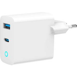 GaN USB-oplader 65W med 1xUSB-C PD og 1xUSB QC3.0 - Hvid