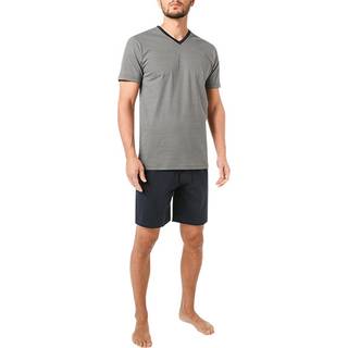 bugatti Herren Pyjama blau Jersey-Baumwolle Gemustert