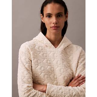 Logo Quilted Lounge Hoodie - White - XS