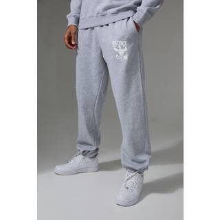 Mens Grey Marl Man Active Bronx Gym Oversized Joggers