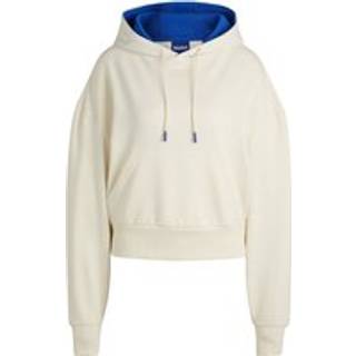 Hættetrøje med cropped design i en sweatkvalitet af bomuld med hætte med blåt for