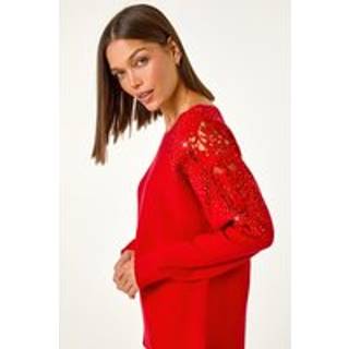 Roman Roman Diamante Sleeve Strik Trøje