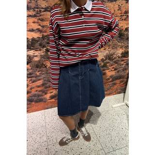 Lara Stripe Polotrøje, Cabernet, XS