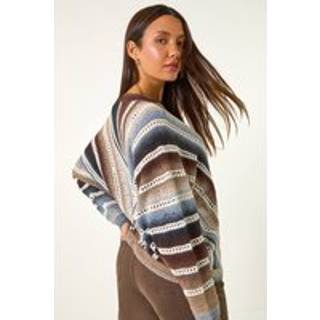 Roman Roman Brown Chevy Stitch Detail Jumper