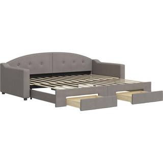 daybed med udtræk og skuffer 90x200 cm stof gråbrun