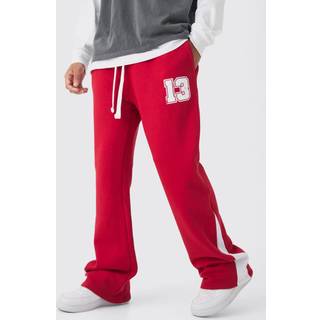 Mens Red Regular Fit Varsity Print Gusset Jogger