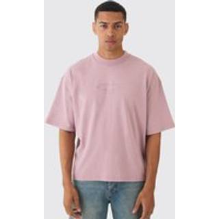 Mens Mauve Oversized Boxy Extended Neck Peached Heavyweight T-shirt