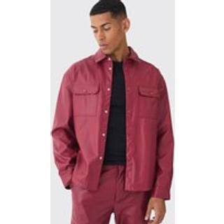 Mens Cherry Oversized PU Long Sleeve Overshirt